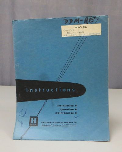 Honeywell Electronik Circular Chart Recorder Instruction Manual