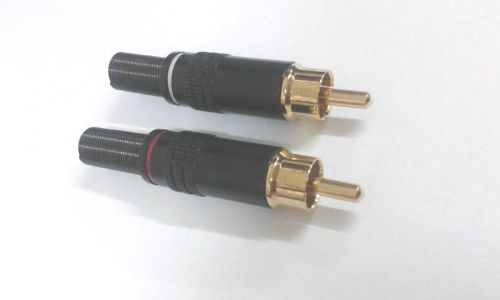4 pcs copper RCA Plug Audio Male Connector w Metal Spring  adapter