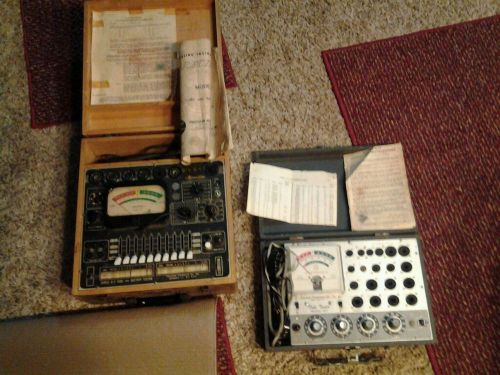 Two vintage tube tester one checks tubes the other checks tubes and batteries