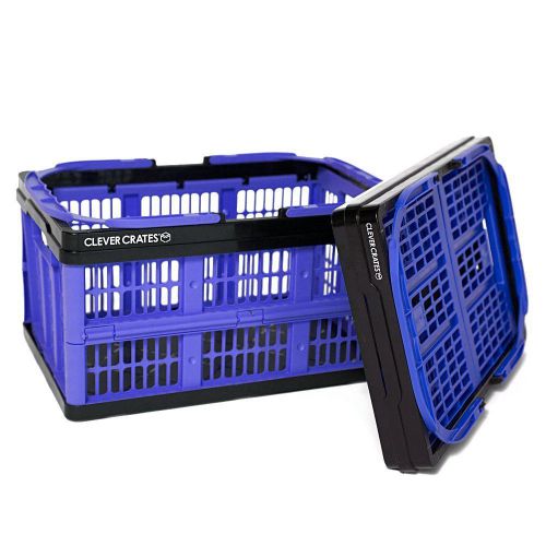 Clever Crates Folding Shopping Basket 16 Liter - Iris Blue New Free Shipping