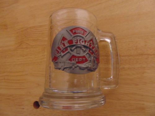 Firefighter beer mug, brand new, pewter emblem on side