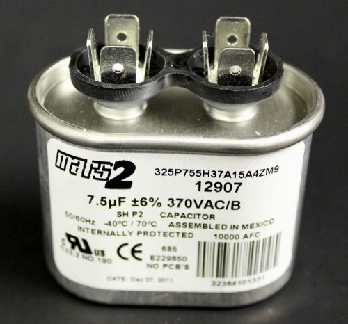 Mars 12907 7.5 mfd/370 vac oval motor run capacitor for sale