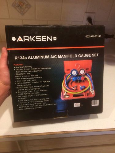 A/C Manifold Gauge Set Red/Blue/Yellow 6&#034; Hose &amp; Couplers Aluminum R134a/R12/R22
