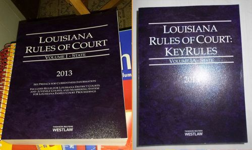 WESTLAW Louisiana Rules of Court 2013 Law Books - Volume I &amp; IA STATE