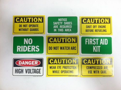 9 Safety Stickers Signage with peel off adhesive backing 5 Packs (45 pc total)