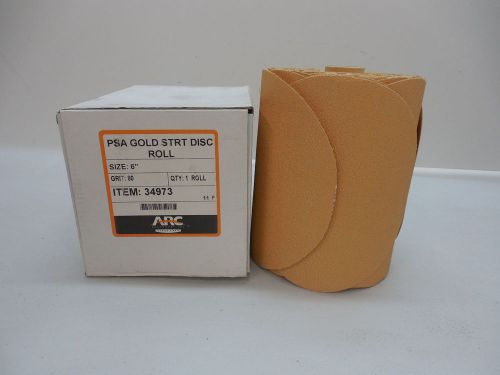 Psa gold straight sanding disc roll 6&#034; 80-grit qty-100 arc abrasives 34973 new for sale