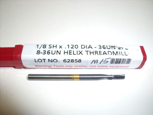 8-36 nf - 36 tpi carbide thread mill 2 helical flutes 1/8&#034; shk  tialn coated for sale