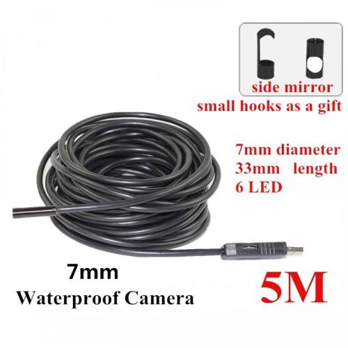 USB Endoscope 7mm Inspection HD Camera Waterproof Borescope Snake Scope 5M Cable