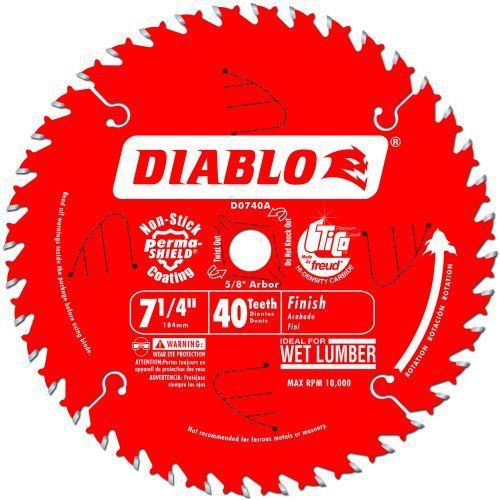 Freud D0740A Diablo 7-1/4 40 Tooth ATB Finishing Saw Blade with 5/8-Inch Arbor