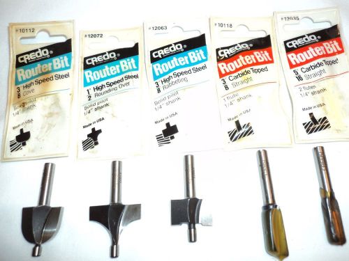 OMARK INDUSTRIES CREDO ROUTER BITS LOT OF 5 5/16&#034; CARBIDE 2 FLUTES EXC 2 NOS