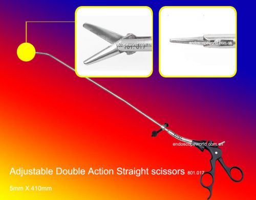 Brand New Adjustable Double Action Straight Scissors Laparoscopy