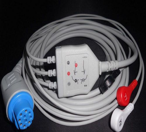 GE-Datex Ohmeda one-piece ECG  cable 3 leads compatible