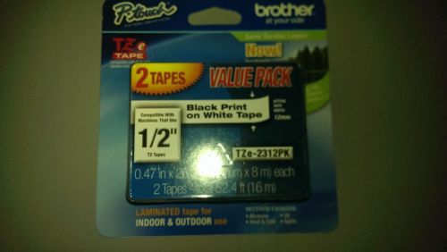Brother Laminated Black On White Tape 2Pack  (TZe2312PK) 012502625711