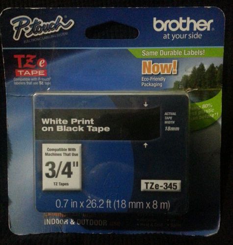 Brother 3/4&#034; Black on White Label Tape TZe-241