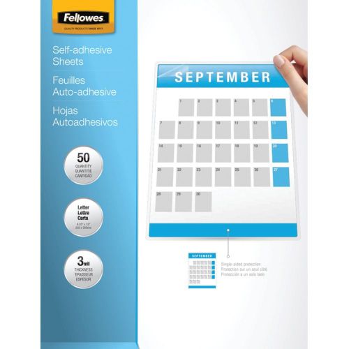 Fellowes 9&#034;x12&#034; Self-adhesive Laminating Sheets, 50pk