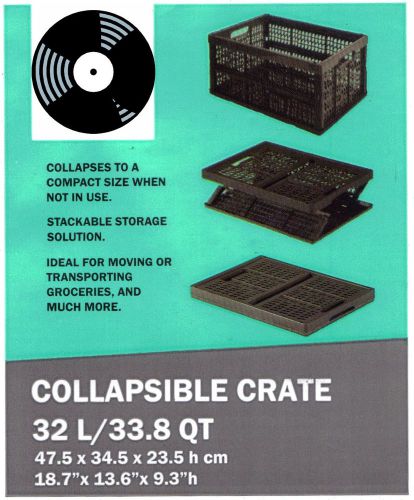 LARGE Black Collapsible Crate - Records, Media, Etc..