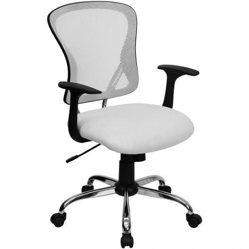Office Chair Desk Computer Mesh Executive Chrome Mid Back Swivel White Roll New