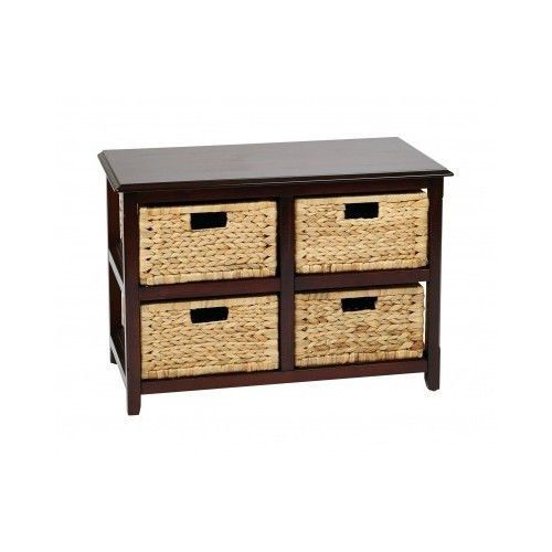 Storage Cabinet  weaved baskets drawers Table Wood storage Home Furniture decor