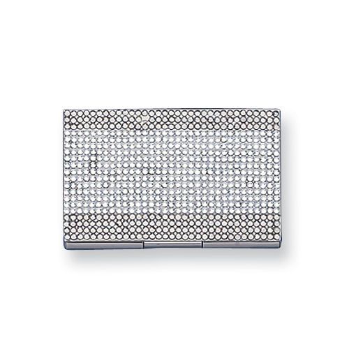 New Silver-Tone Business Card Holder Case Accessory w/ Swarovski® Crystals
