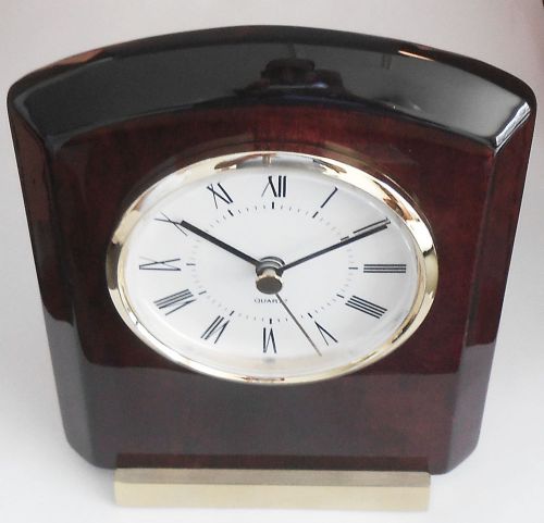 Mahogany Wood Desk Clock