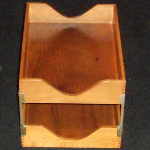 VINTAGE Wooden DESK TRAYS(2-Tier) with BRASS Hardware. Wood Desktop Organizer