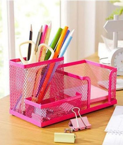 Desk organizer pen holder cell phone note pad home office dorm school mesh cube for sale