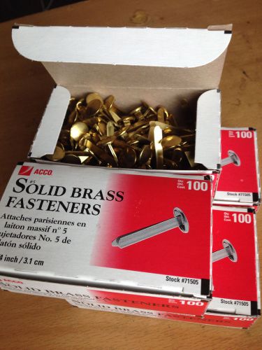 Acco Solid Brass Paper Fasteners, 1-1/4&#034;, 100/Box (4 boxes)