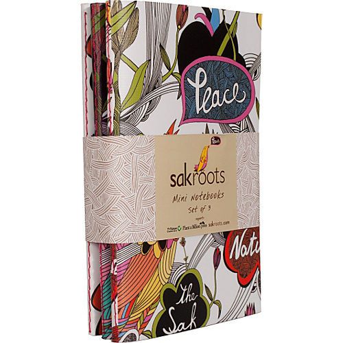 Sakroots Artist Circle Notebook Set - White Peace Print Desk Top Accessorie NEW