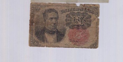 Civil War US 10cents dollar small size paper large red seal note rare Fractional