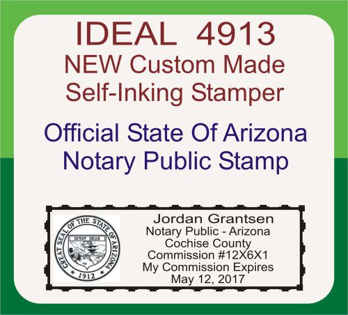 Custom Official NOTARY PUBLIC ARIZONA Self Inking Rubber Stamp 4913 black