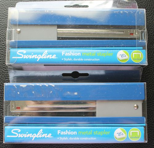 Lot of 2 Swingline Fashion Metal Staplers, Navy/Gray Accent