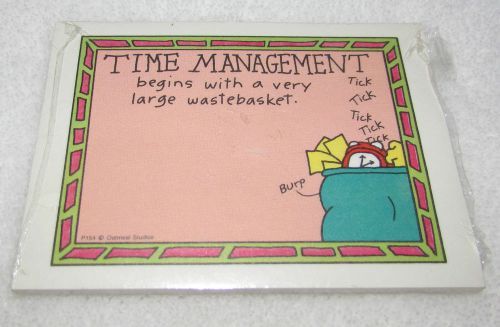 NEW! OATMEAL STUDIOS TIME MGMT BEGINS WITH A VERY LARGE WASTEBASKET POST-ITS 3M