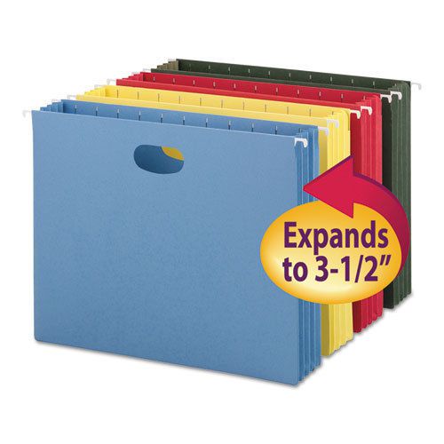 3&#034; Capacity Hanging File Pockets, Letter, Assorted Colors, 4/Pack