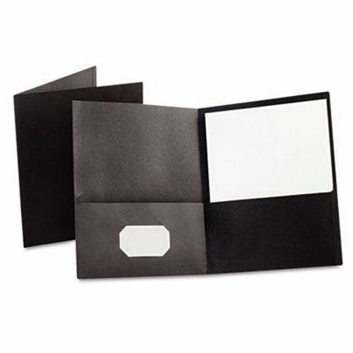 Oxford Twin-Pocket Folder, Embossed Leather Grain Paper, Black (OXF57506)