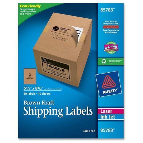 Avery Shipping Label - 5.50&#034; Width X 8.50&#034; Length - 20 / Pack - (85783)