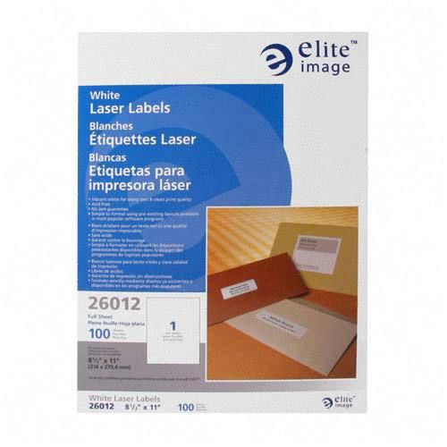 Elite Image Label Laser 8.5x11 White. Sold as 1 Pack