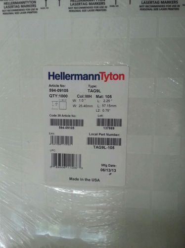 Hellermann Tyton TAG9L-105 Self Laminating Laser Tags, 1&#034; x 2 1/4&#034; ~ 1000 Labels