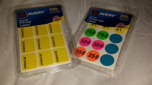 LOT 2 PACKS AVERY ROUND LABELS Yellow pricing labels removable