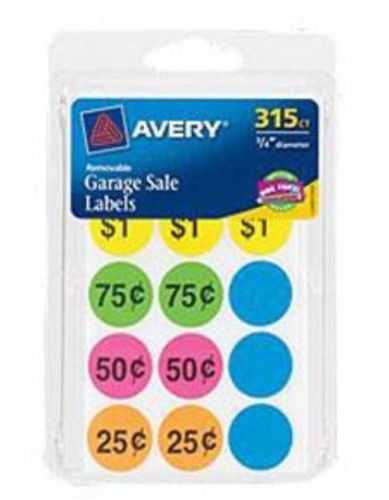 Avery Assorted Pastel Removable Garage Sale Labels 6725 3/4&#039;&#039; Round Pack of 315