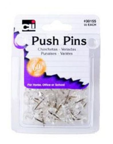 Charles Leonard Push Pins Clear 55 Count