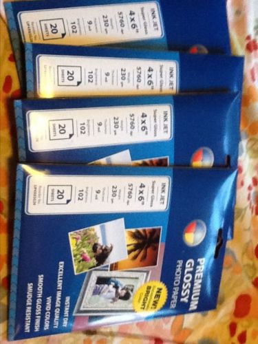Lot of 4 New Photo Paper Sheets 4 X 6 Glossy Premium 20 sheets each