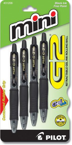 Black 4 Pack Pilot G2 Mini Retractable Gel Ink Rolling Ball Pen, Fine Point, 4-