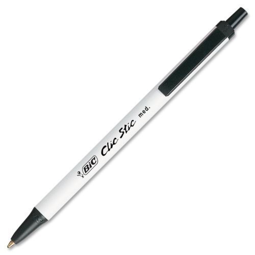 Bic Clic Stic Retractable Pen - Medium Pen Point Type - Black Ink - (csm11bk)