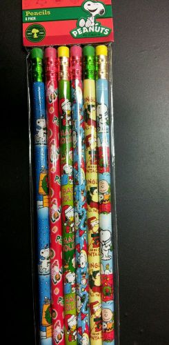 New Package of 6 Snoopy Christmas Pencils