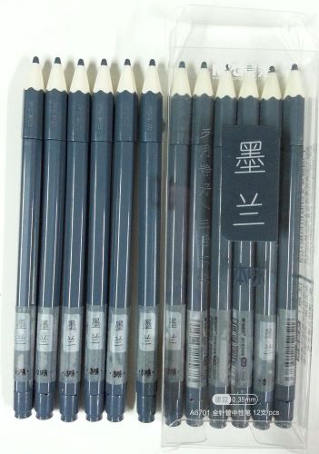 SHANGHAI A6701 0.35mm 12pcs BLACK blue ink Gel pen