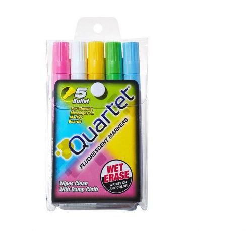 Quartet Glo-Write Fluorescent Markers Wet-Erase Assorted Colors 5 Pack (5090)