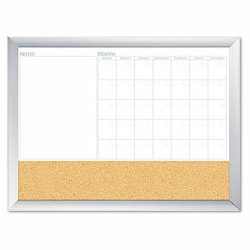 Magnetic Dry Erase 3-N-1 Board, Cork, 36 x 24, White w/ Silver Frame (BDU17001)