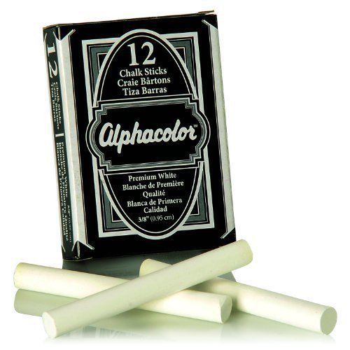 Quartet alpha non-toxic low dust chalk, 3/8&#034; inch diameter, white, 12 sticks per for sale