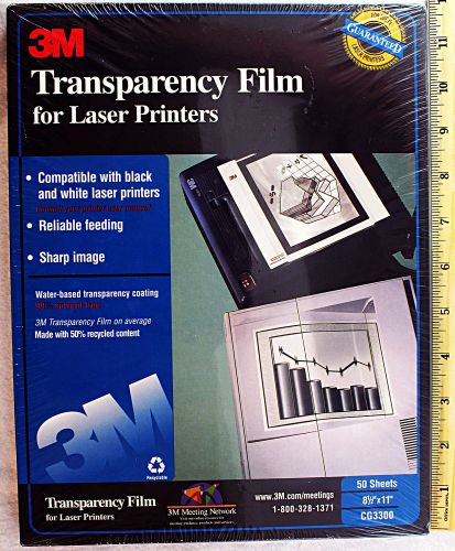 New 3M Laser Printer Transparency Film (50 Count) 8.5&#034; X 11&#034; CG3300 Sealed