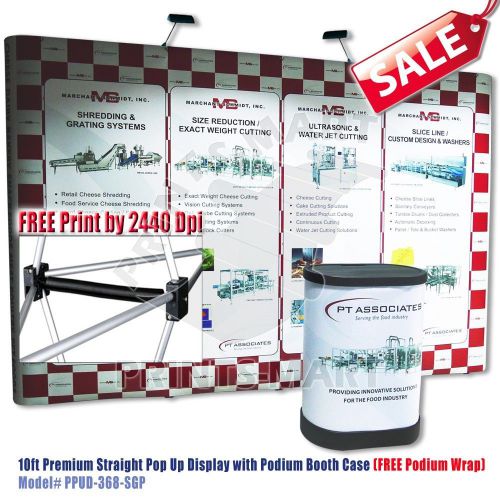 10&#039; Pop-Up Trade Show Display System Exhibits Booth + Podium (Print by 2440Dpi)